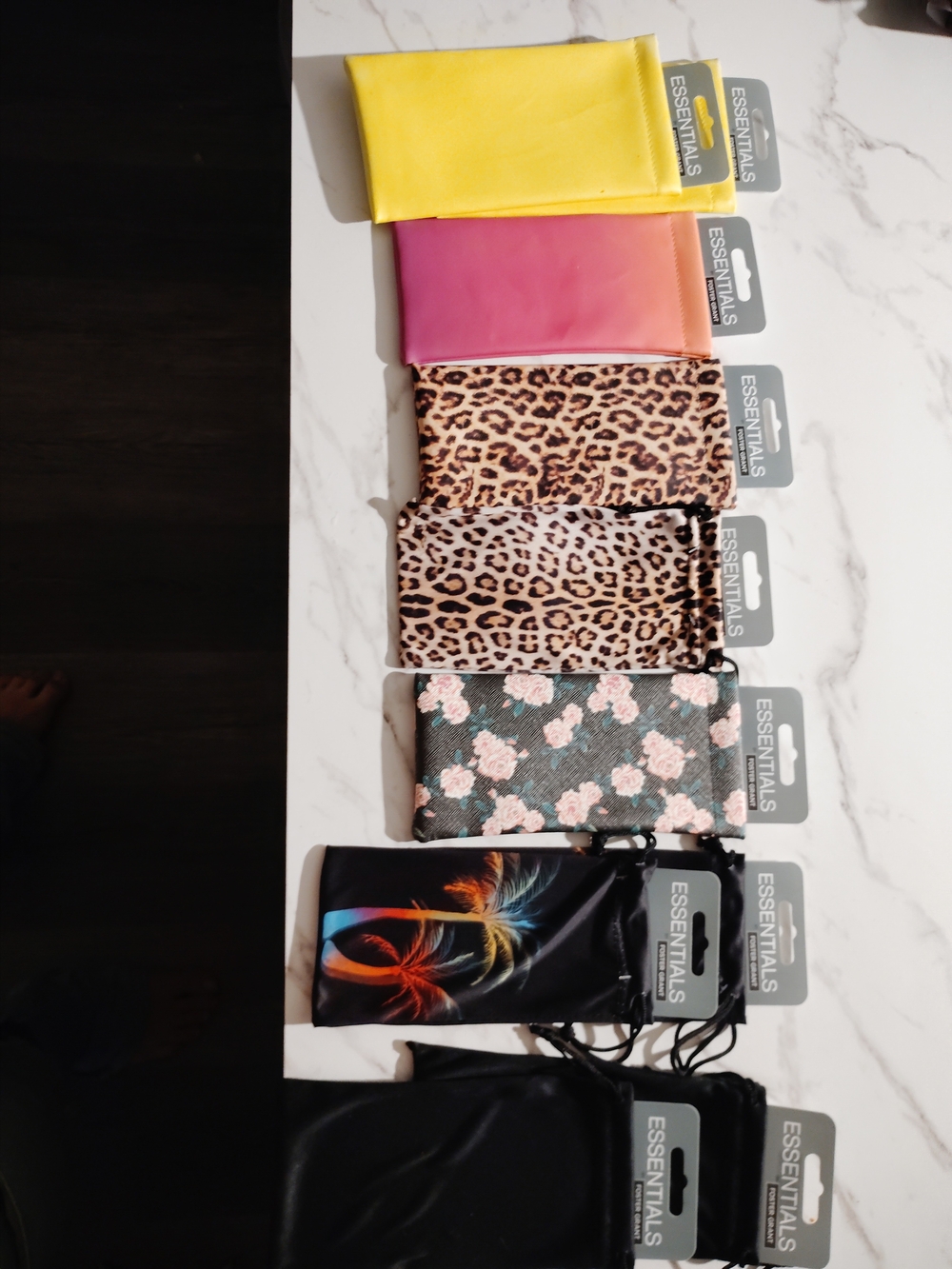 Essentials Sunglass Pouches in Yellow, Pink, Leopard, Floral & Black Feather